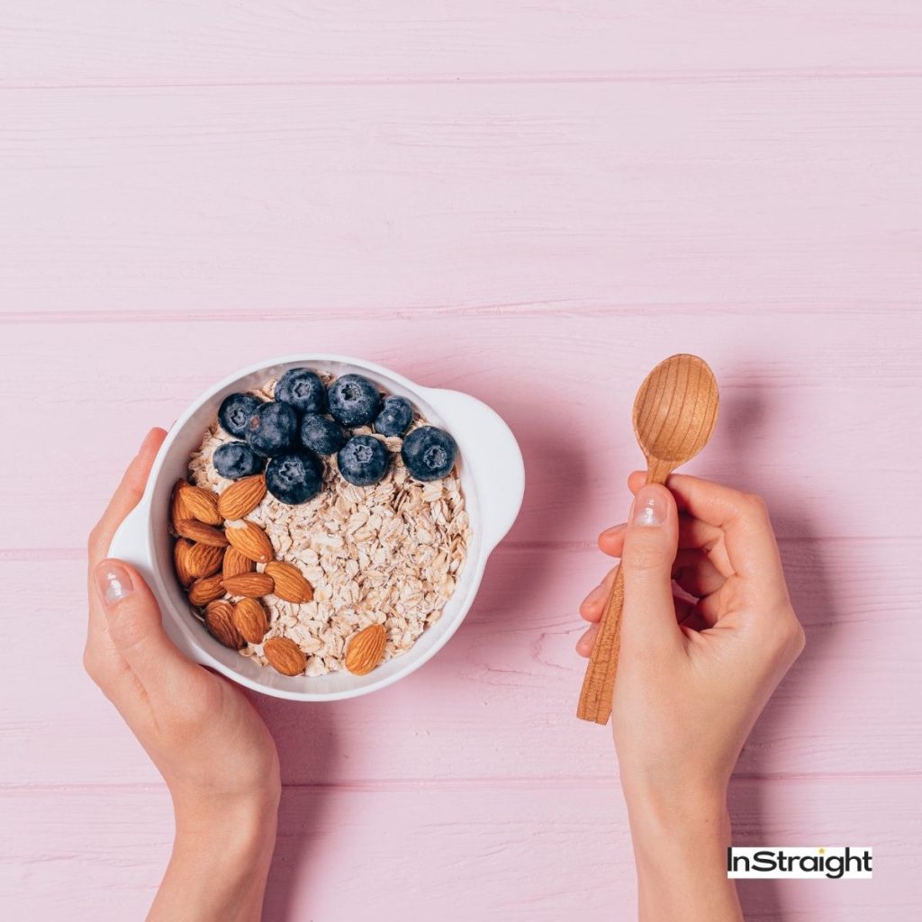 a woman having a balance diet